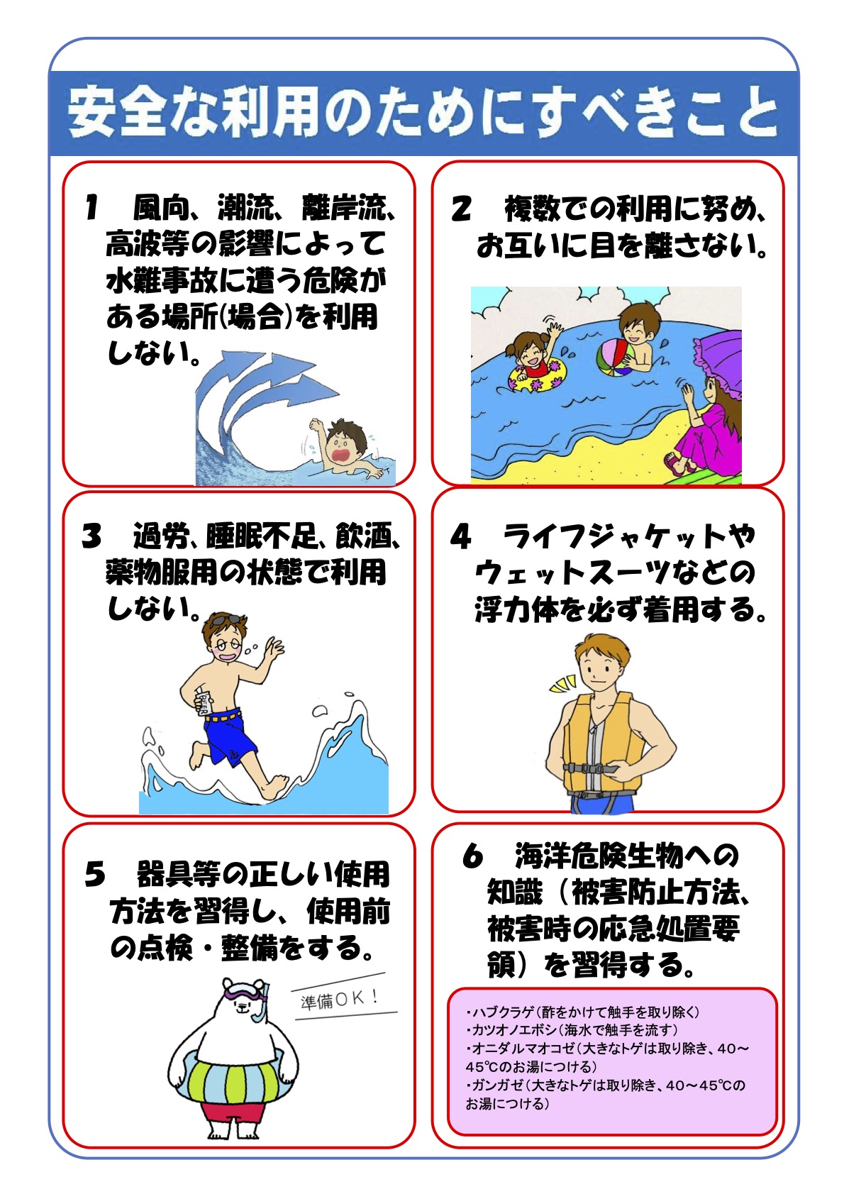安全な利用のためにすべきこと画像