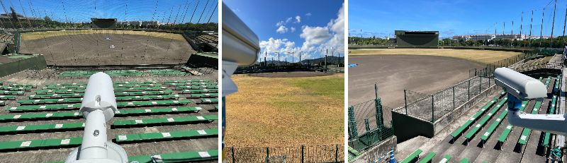 ロートスタジアム石垣に設置したカメラ
