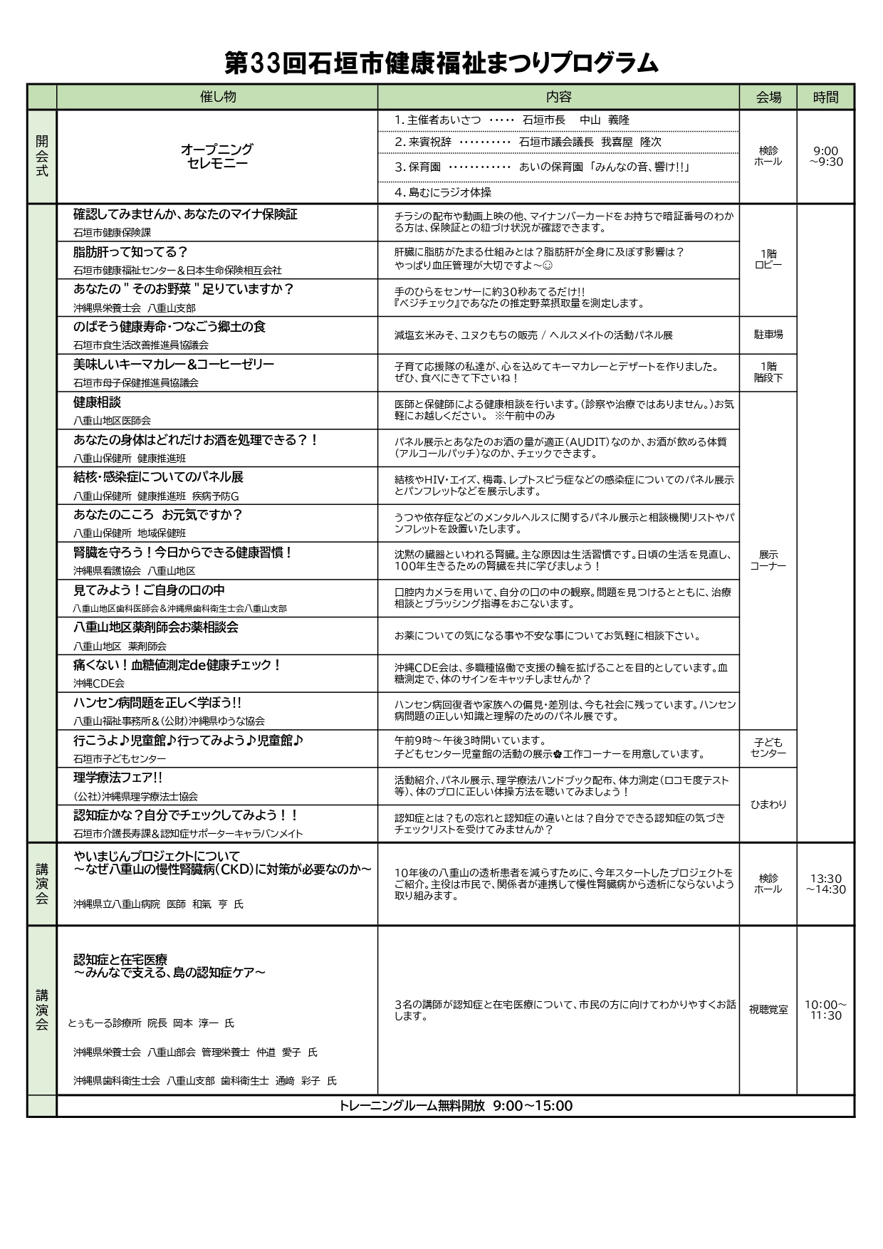 健康福祉まつりプログラム