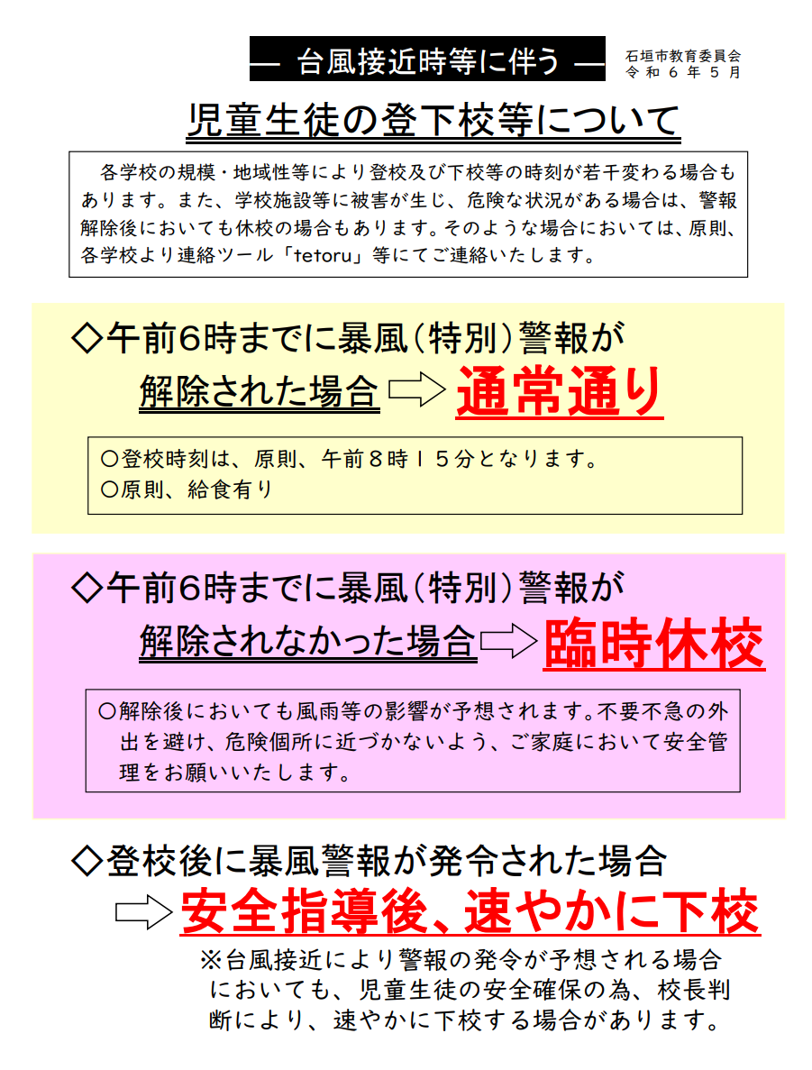 暴風警報解除後の通知