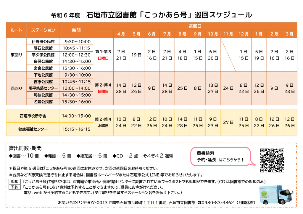 令和6年度こっかあら号巡回スケジュール